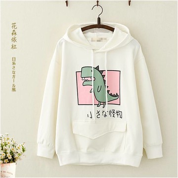 初中高中春裝卡通恐龍連帽衛衣學生少女軟萌妹帽衫外套閨蜜裝上衣