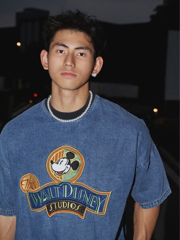 【T-2】🖤 150kg內可穿 男裝 夏季 街頭 美式休閒 T卹 牛仔寬鬆 拼色領 復古 細節貼佈繡