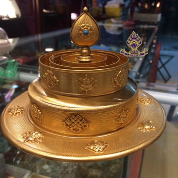 純銅八吉祥曼扎盤 帶底盤 五明佛學院定制款1入