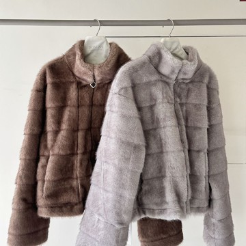 【銀狐雪感】DOMISS水貂皮草外套 店長推薦! 3色 保暖外套 皮草 外套(現貨)