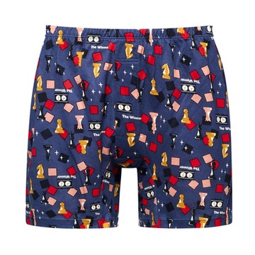 DADADO-棋開得勝 4L印花四角男內褲(深藍) 天然絲光棉-吸濕排汗-GHQ319DB