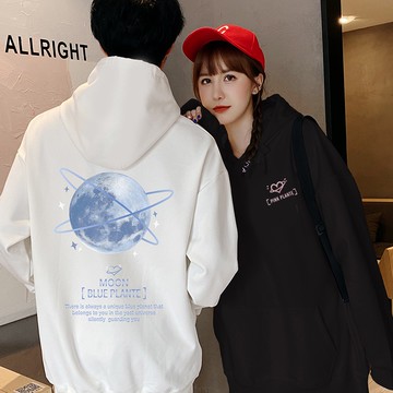 帽T 韓系冬天 保暖衣 刷毛連帽 空空愛心星球 S~XL號  情侶裝 暖暖刷毛 台灣製造【YCS756】艾咪E舖