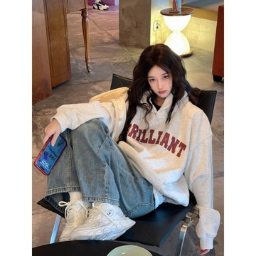oversize寬鬆衛衣 男女同款情侶款大學t 2025新款秋冬長袖衛衣 簡約復古連帽衛衣 厚磅大學t 美式復古大學T男