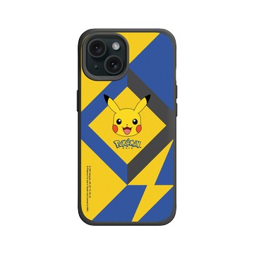 iPhone 15 SolidX 黑 - 寶可夢 Pokemon - 幾何閃電-皮卡丘