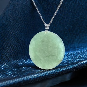 冰飄花翡翠無事圓牌項鍊 18K金墜頭 | 天然緬甸玉翡翠A貨 | 送禮