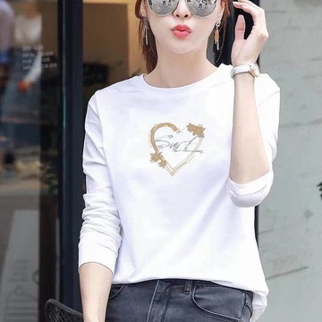 衣時尚 大碼上衣 長袖T卹 印花上衣 打底衫 中大尺碼 M-4XL 新款寬鬆長袖純棉t卹打底衫圓領體卹打底衫-5547.