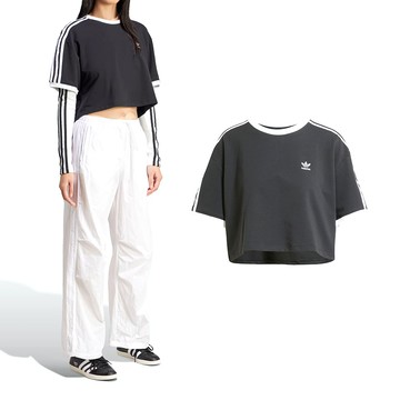 Adidas 3S Loose Crop T 女款 黑色 三葉草 愛迪達 休閒 上衣 短版 短袖 JC8149