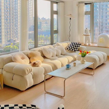 小戶型布藝沙發2024新款客廳家用現代簡約奶油風豆腐塊組合沙發