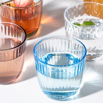 朵頤創意玻璃杯ins風透明條紋水杯bormiolirocco簡約杯家用果汁杯1入