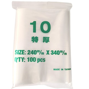 台製PE特厚由任袋/10號/寬24x長34cm/厚度0.08mm/100入