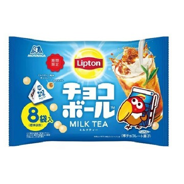 【江戶物語】森永製菓 期間限定 立頓奶茶風味可可餅乾球 三角包 8袋入 Lipton 聯名 可可球 巧克力球 大嘴鳥