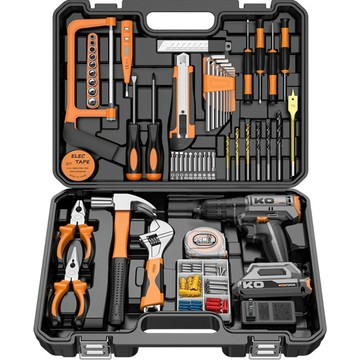 多件式工具組 電鑽工具組 V12動力KO無刷帶衝擊2電池/118件 車載家用 多功能電鑽 鋰電