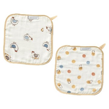 奇哥 快樂小雞竹纖維紗布方巾(2入)