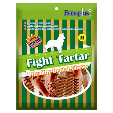 Bone Plus 起司動能雙頭潔牙骨超值包M號 18週以上幼犬、成犬及老犬適用 300g 有效清潔牙齒  1包