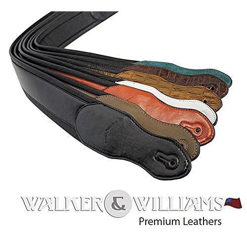 ギター ストラップ  |Walker  Williams Black  White Top Grain Leather Guitar Strap
