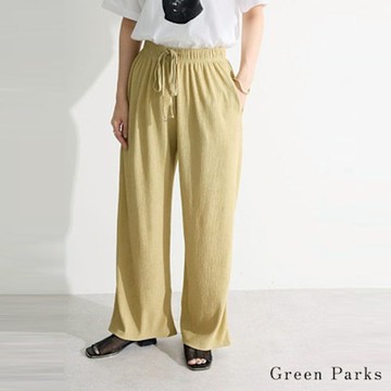 〚Green Parks〛波浪緹花休閒綁帶寬褲