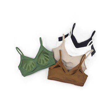 內衣女純棉簡約無鋼圈一體手托式罩杯聚攏美背文胸按摩舒適大碼