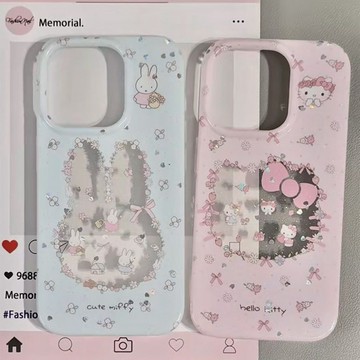 kitty手機殼🎀 可愛卡通花朵米菲兔凱蒂貓適用iPhone17promax手機殼15蘋果14Pro