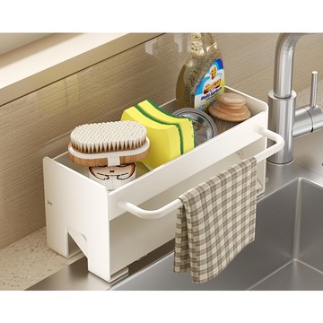超級工廠 菜瓜布瀝水架 白色 1個 廚房收納好幫手 保持檯面整潔 瀝水設計更衛生