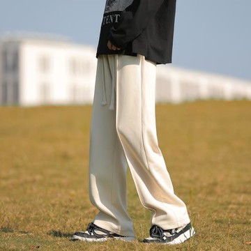 美式高街褲子男春秋寬松運動褲拖地休閑長褲垂感闊腿褲直筒衛褲潮