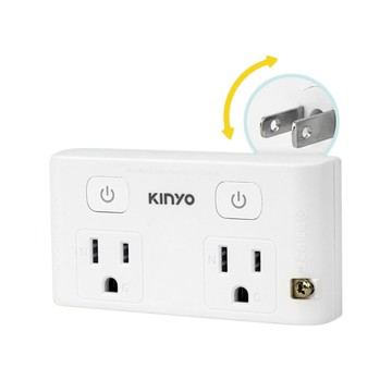 KINYO 2開2插雙插旋轉插頭轉接器 獨立開關插座分接器 防火耐熱壁插