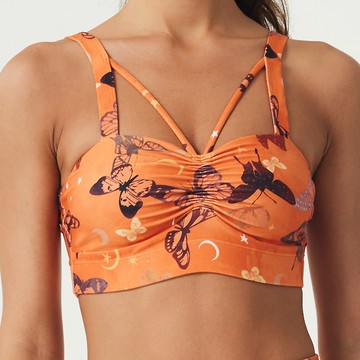 SILVERWIND新款橙色印花速乾運動上衣跑步健身美背文胸瑜伽服背心