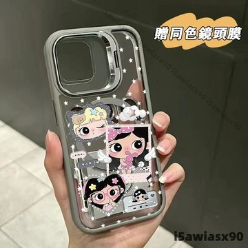 可愛女孩 金屬磁吸支架 無綫充電 適用iphone 18蘋果17 16 15 14 13 12 11手機殼 防摔