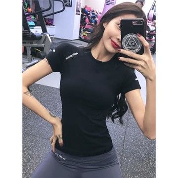 專業訓練速干透氣運動健身衣短袖女T恤夏季透氣修身跑步瑜伽上衣