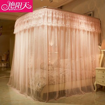 伸縮桿U型蚊帳 支架1.2床家用涼席床帳加密加厚1.5m1.8米公主風