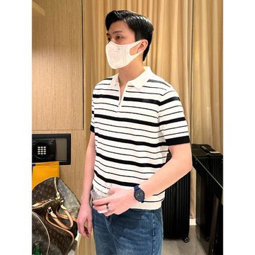 高級商務男裝修身條紋polo衫男 夏季新款翻領針織上衣男士短袖t恤