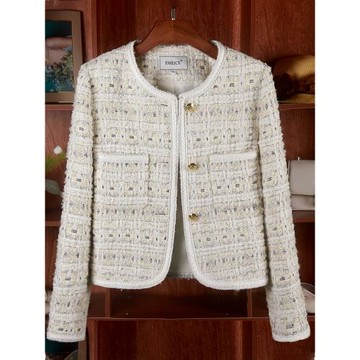 2023年秋季氣質圓領小香風外套女春秋高級感法式名媛風小個子上衣