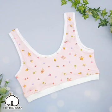 【Anny pepe】學生成長型純棉妮妮熊背心內衣-粉130~165