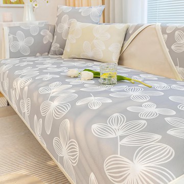 半島良品 涼感沙發墊 1人座  花卉灰色  70 x 70cm