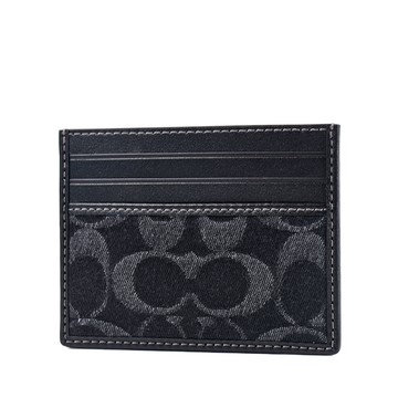 COACH 緹花LOGO布面名片/證件夾-黑色