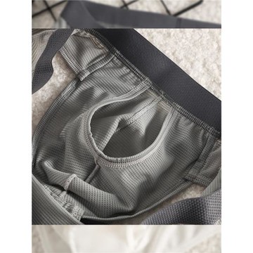 男士內褲新款低腰三角冰絲網孔透氣側開口免脫分離式性感青年純色