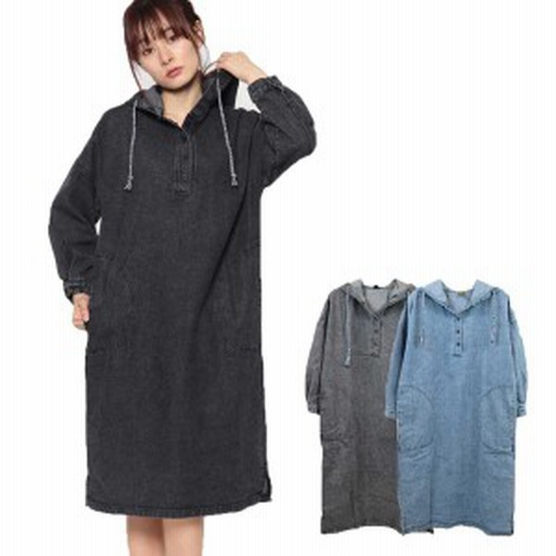デニム ワンピース ワンピ パーカーワンピ ミモレ丈 ロングワンピース Aライン レディース ブルー ブラック Sale セール 通販 Lineポイント最大1 0 Get Lineショッピング