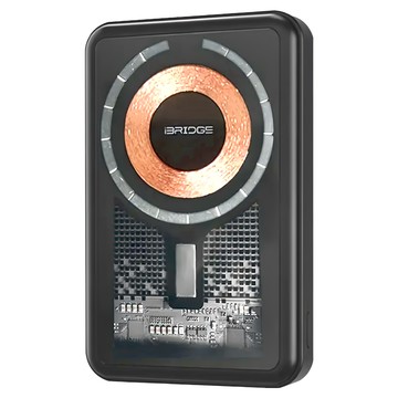 iBRIDGE 磁吸支架式行動電源 10000mAh PD 20W 無線充電 LED電量顯示  IBM001  透明