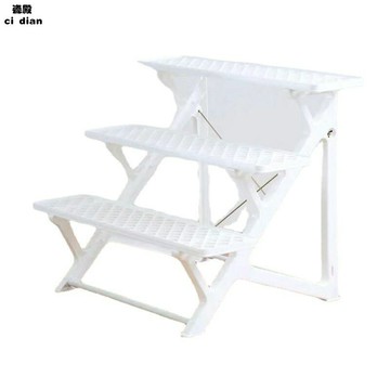 階梯式花架雙層三層落地歐式陽台客廳白色樹脂簡約多肉折疊大花架