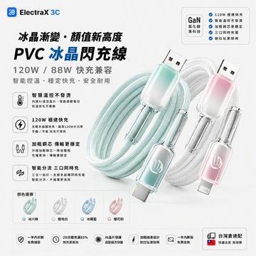 ⚡臺灣出貨⚡漸變雙Typec數據綫冰晶控溫超級快充適用水果15/16華為vivo 充電綫 快充線 充電線 傳輸線