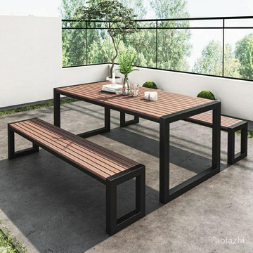 餐椅 戶外桌椅 陽臺桌椅 桌椅 休閒室外庭院防曬防水塑木桌椅子套組 一桌四椅 庭院桌椅  野餐桌 桌子折疊 小