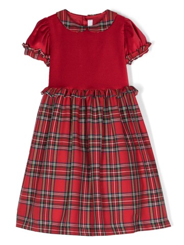 Mariella Ferrari - tartan-print panelled dress - kids - Cotton/Acetate/Viscose - 4 yrs - Red