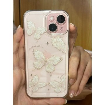 翩翩蝴蝶適用於蘋果手機殼卡通保護套iPhone 16 15 14 13 12 11 Promax XR XS 8 7p