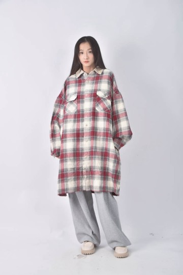 (2XL) niko and格紋紅色外套