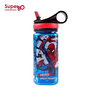 SuperBO - 兒童吸管方形水壺-蜘蛛人-480ml