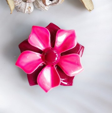 Vintage Jewelry  立體甜美雙色 琺瑯花 花卉 別針  胸針