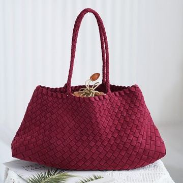 復古磨砂真皮編織單肩包122699C