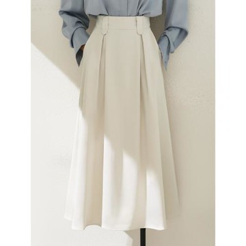 法式復古高腰顯瘦半身裙女2025春秋新款中長款a字裙百褶大擺傘裙