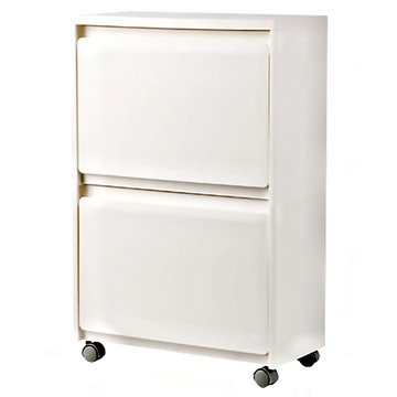 AOTTO 免組裝大開口斜取附輪雙層桌下收納櫃(收納櫃 置物櫃 層架 收納架)白色