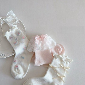 Mimo⭐女寶寶春夏襪子夏季中筒蕾絲兒童花邊薄款公主女孩女童透氣網眼