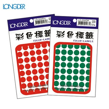 【量販50包】龍德 彩色圓點標籤  LD-504 12mm(660張/包)標示/分類/標籤/信封/貼紙/文書